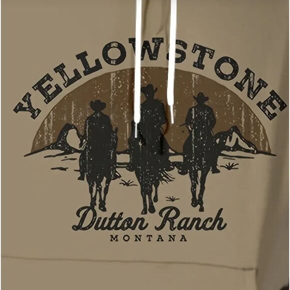 Yellowstone Dutton Ranch Polyester Knit Print Hoodie Sz L (42) - Picture 3 of 4